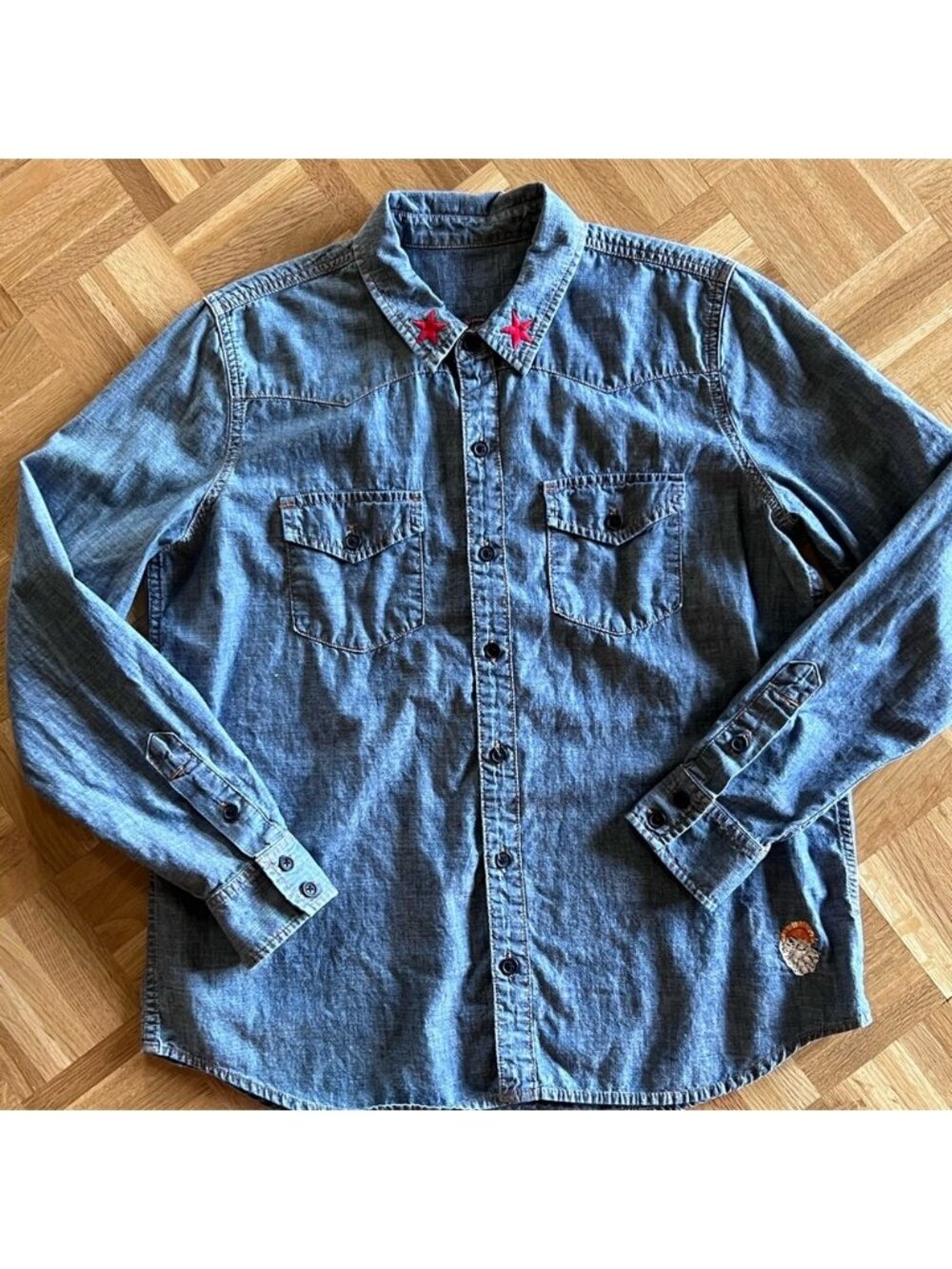 Lucky Brand Embroidered Denim Shirt